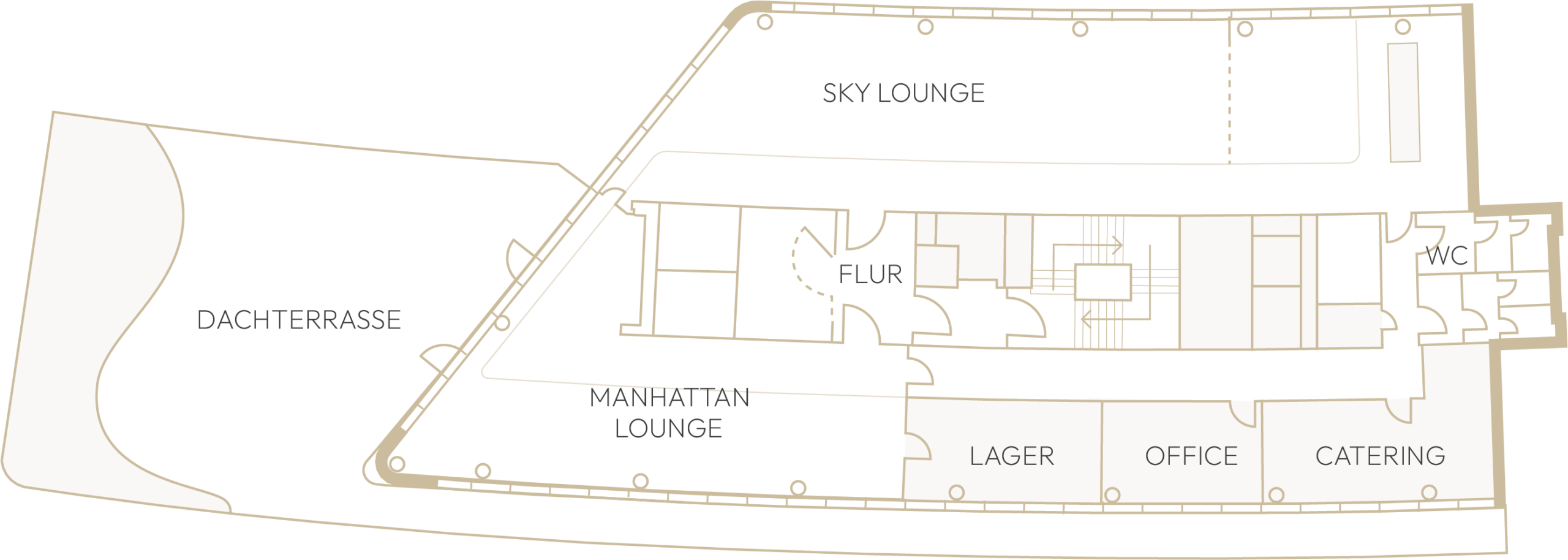 Grundriss des Kreisler: Sky Lounge, Manhattan Lounge und Dachterrasse
